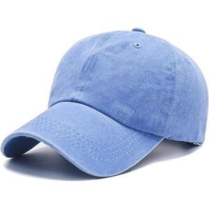 Unisex Sky Blue Washed Ponytail Slot Adjustable Buckle Classic Baseball Cap